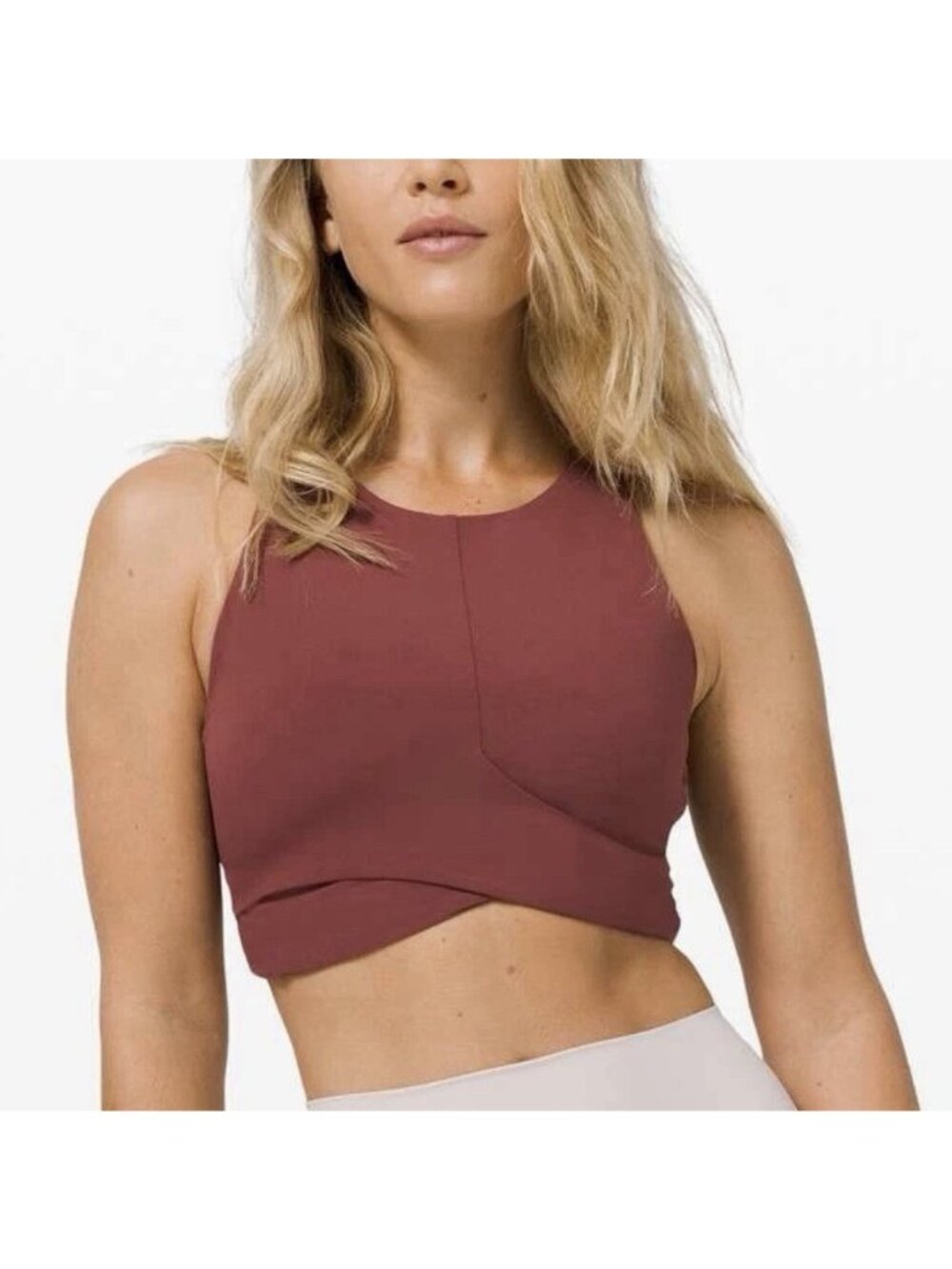 Lululemon Always Aligned Sports Bra Savannah Burgundy Open Back Women’s Size 10